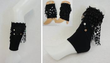 Boot Cuffs [Black with Fringe]